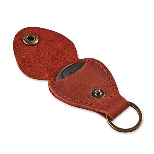 IRIDESCENT Leather Guitar Pick Holder Keychain, Guitar Pick Holder Case Bag, Plectrum Key Fob Cases Bag, Gift for Guitar Players (Cognac) - Image 3