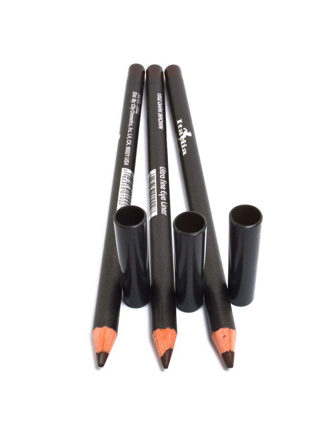 Italia Deluxe - 3 Pcs Of Ultra Fine Eye Liner Pencil Lip Eyeliner Set Pick Color + Free Zipbag (1002 Dark Brown [3Pcs]) - Image 1