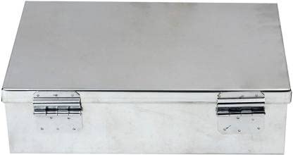 GvanyS™ Stainless Steel Storage Box, Cash Peti, Pooja Peti, Organizer, Vanity Box, Safe Locker 8 Inch (Steel) W-8", H-2.50", L-5" Cash Box - Image 3
