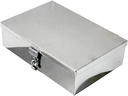 GvanyS™ Stainless Steel Storage Box, Cash Peti, Pooja Peti, Organizer, Vanity Box, Safe Locker 8 Inch (Steel) W-8", H-2.50", L-5" Cash Box - Image 5