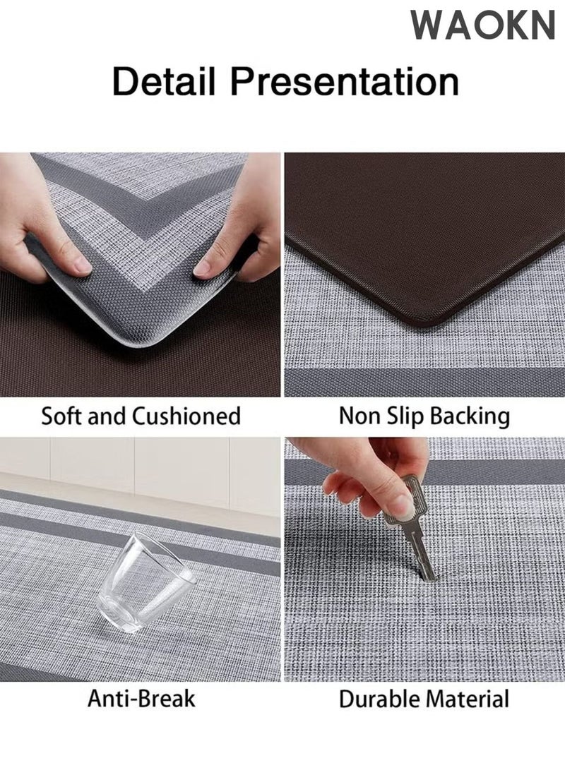 WAOKN 2PCS Kitchen Floor Mats , Cushioned Anti-Fatigue Floor Mat , Oil proof floor mat, washable and dirt resistant floor mat , Ergonomic Comfort Standing Mat for Kitchen , Floor , Office , Sink , Laundry , grey . - Image 5