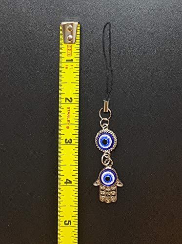 LUCKBOOSTIUM Hamsa Hand Evil Eye Keychain with Crystal Rhinestones - Protection & Good Luck Charm Keychain, Rear View Mirror Accessories, Evil Eye Wall Decor and Bag Charms (Silver & Ball Chain) - Image 2