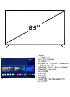 GeneralGold Smart 85" Smart TV QLED 4K UHD NEW 2024 Model, WebOS, Frameless Design, WiFI Bluetooth, Voice Recognition, Netflix, YouTube, Prime Video  - Image 4