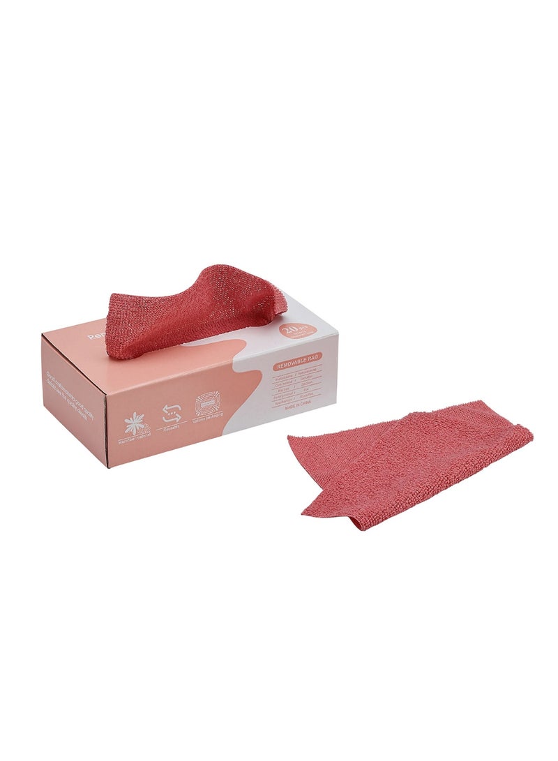 20 Piece Removable Microfiber Rags - 20x20cm - Ultra Absorbent Lint-Free Cleaning Cloths in Extractable Dispenser Box for Kitchen or Household, Car, Window, Glass, and Multi-Surface Use - Pink - Image 1