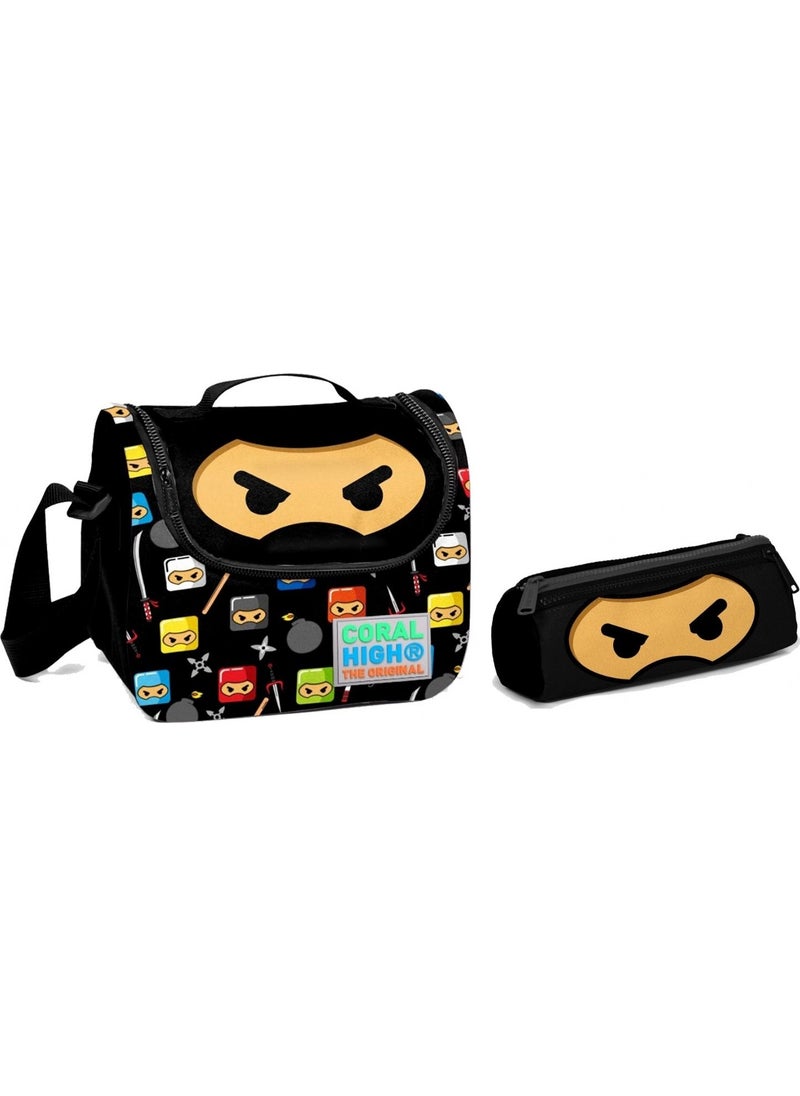Yaygan Coral High Black Ninja Boy Nutrition and Pencil Case Set 