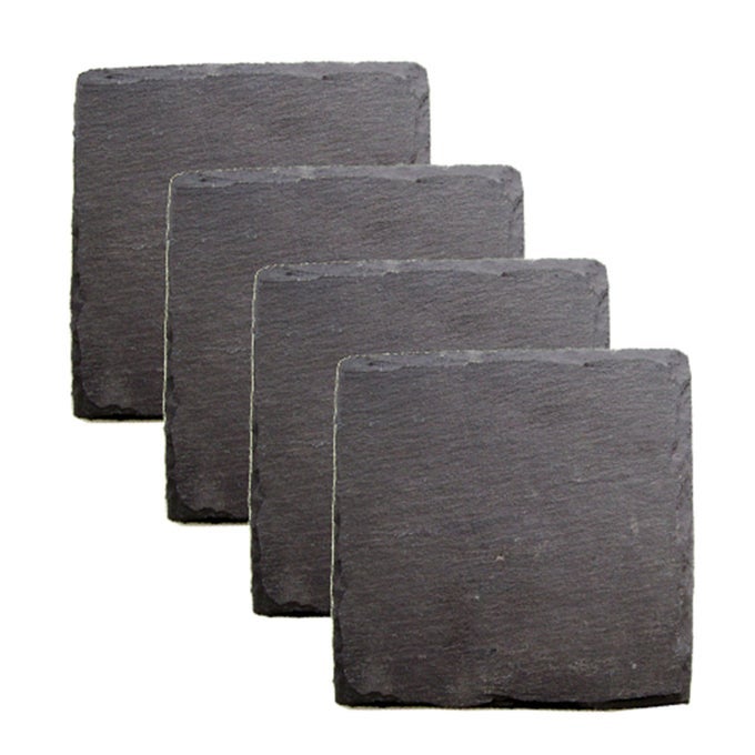 Square Slate Coasters Modern Square Coasters Slate with Velvet Backing Protect Tables and Surfaces Black Set of 4