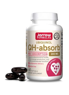 jarrow formulas QH-absorb 200 mg - 60 Softgels - High Absorption Co-Q10 - Active Antioxidant Form of Co-Q10 - Supports Mitochondrial Energy Production and Cardiovascular Health - 60 Servings  - Image 1