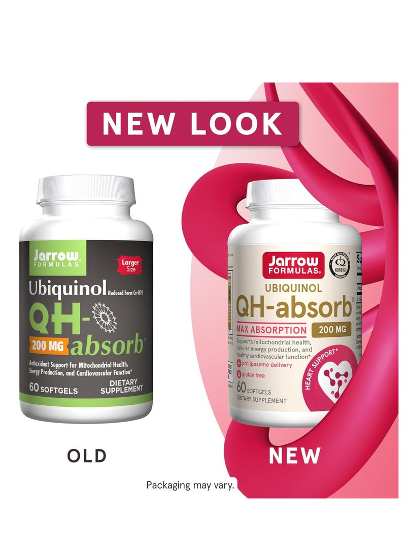 jarrow formulas QH-absorb 200 mg - 60 Softgels - High Absorption Co-Q10 - Active Antioxidant Form of Co-Q10 - Supports Mitochondrial Energy Production and Cardiovascular Health - 60 Servings  - Image 2