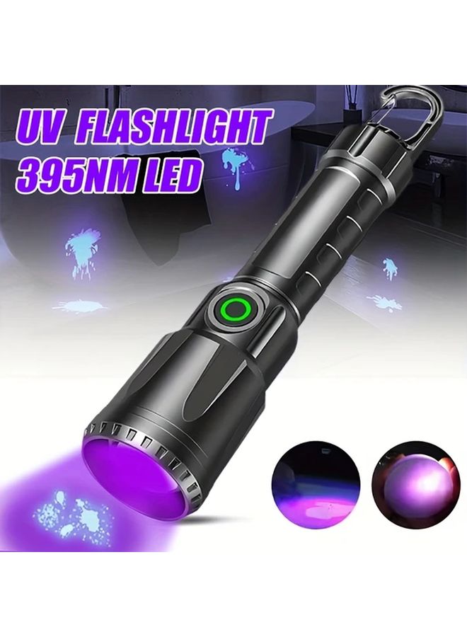 1pc Portable UV LED Flashlight USB Rechargeable 395nm Black Light Pet Urine Detector - Image 2