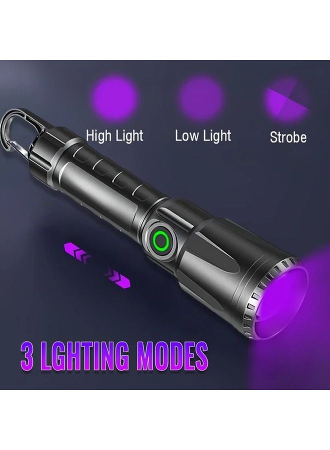 1pc Portable UV LED Flashlight USB Rechargeable 395nm Black Light Pet Urine Detector - Image 4