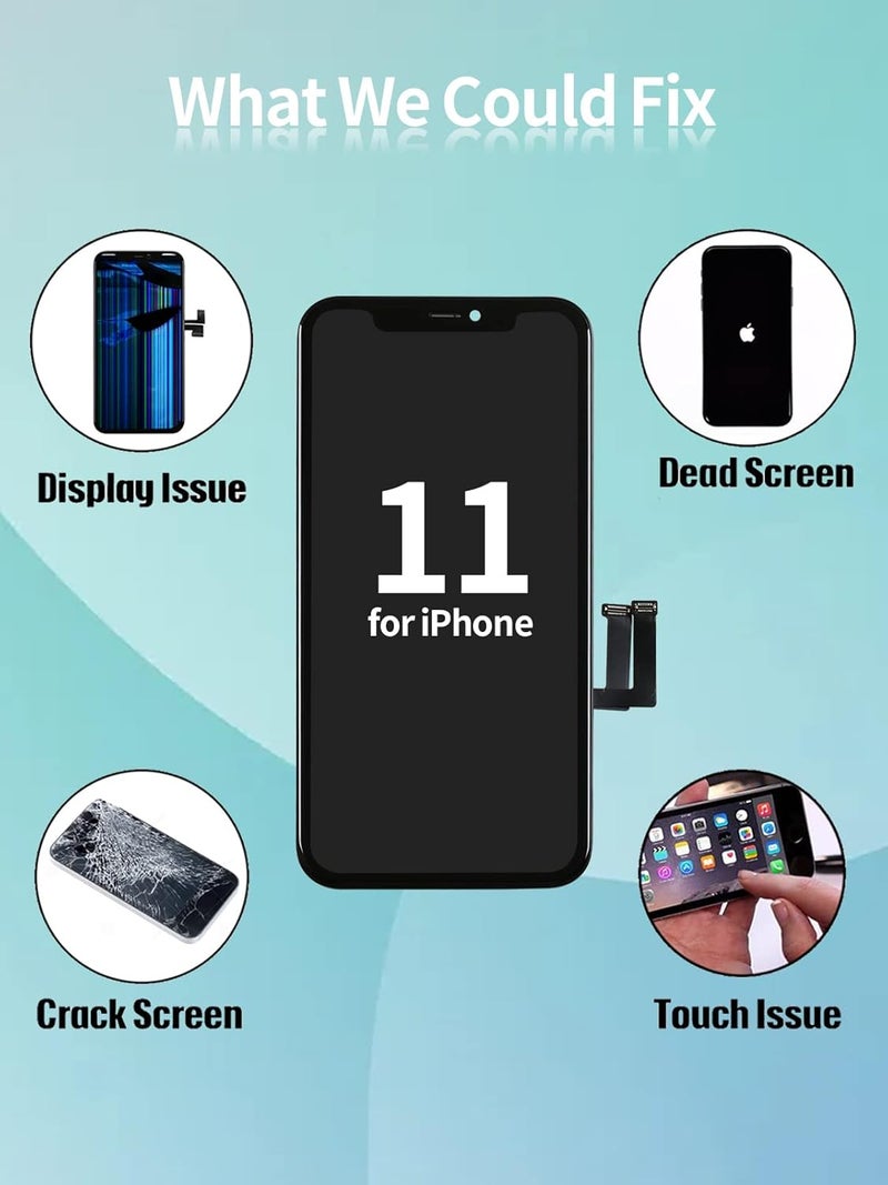 Ayake Store Screen Replacement for iPhone 11, 6.1-inch LCD Display Full HD and Touch Digitizer Assembly True Tone Programmable Face ID Remains with Tool Kits, for Model A2111, A2223, A2221 - Image 4