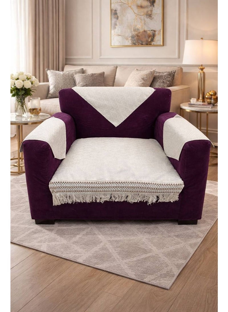 cover Chenille sofa with fringed trim Sofa dimensions: 2 meters long, 85 cm wide Includes 3 napkins, napkin size 45*45 - Image 1