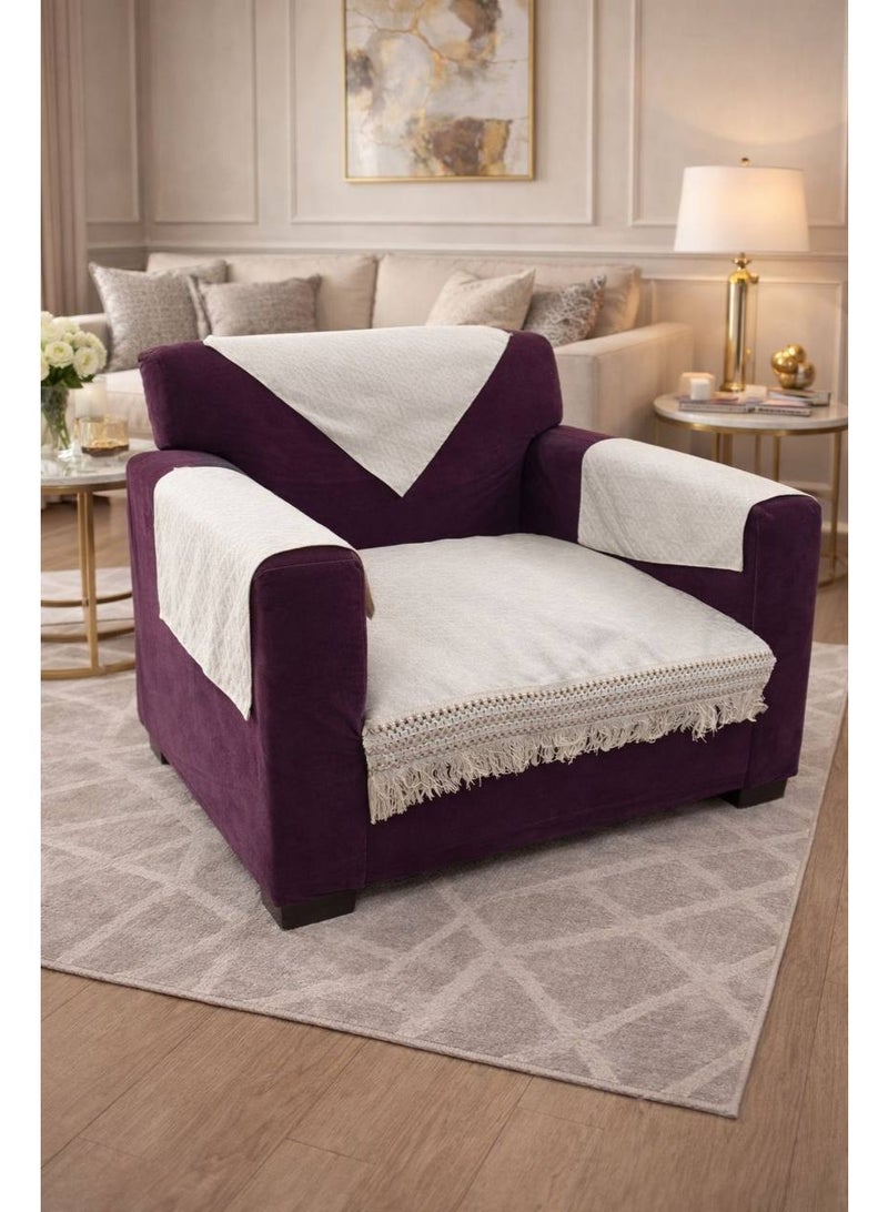 cover Chenille sofa with fringed trim Sofa dimensions: 2 meters long, 85 cm wide Includes 3 napkins, napkin size 45*45 - Image 2