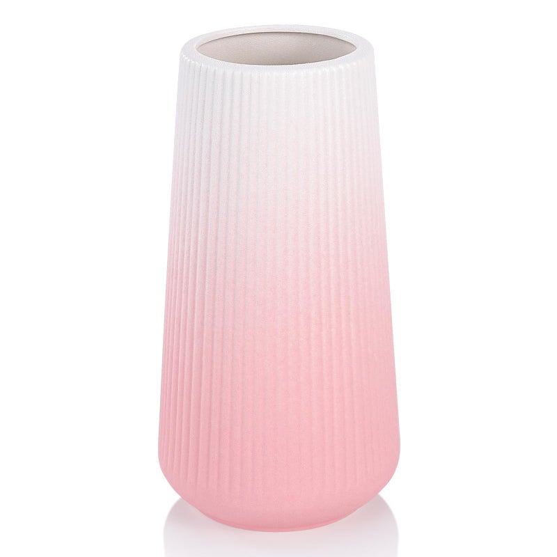 GUKJOB White Ceramic Vase  GUKJOB Flower Vase Ceramic Vase for Flowers  Decorative White Vase for Pampas Grass  Small Vase for Home Living Room Dining Table Farmhouse Office Decor (Gradient Pink) - Image 1