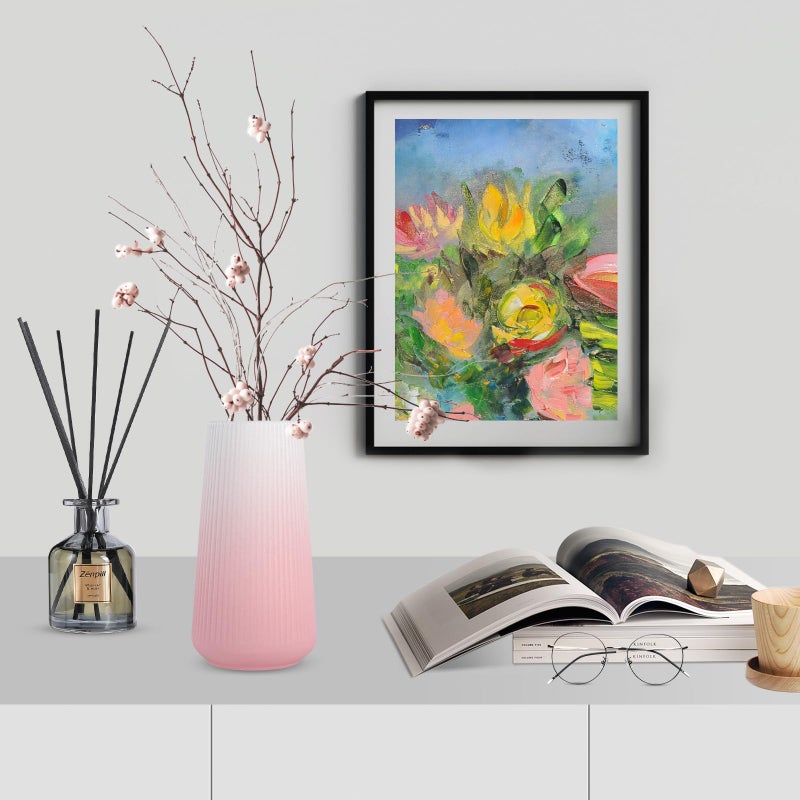 GUKJOB White Ceramic Vase  GUKJOB Flower Vase Ceramic Vase for Flowers  Decorative White Vase for Pampas Grass  Small Vase for Home Living Room Dining Table Farmhouse Office Decor (Gradient Pink) - Image 5