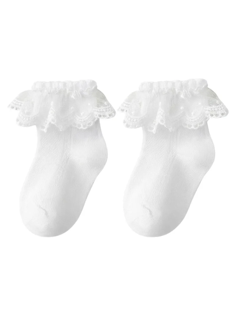 Bambimici Baby Ruffle Lace Socks 5 Pairs - White