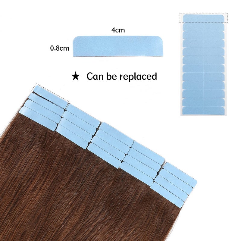 YILITE 120 Peices Hair Extension Tape Tabs Double Sided Tape 4 x 0.8 cm Adhesive Human Hair Tape for Replacement Tape(Blue) - Image 2