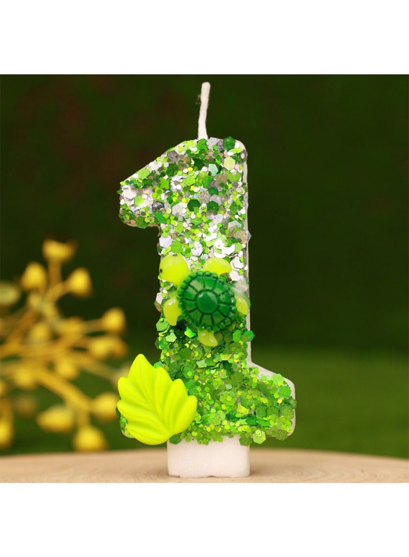 Number Birthday Candle, Green Number Cake Candles for Birthday, Weddings, Anniversaries, Theme Party Decorations 7cm (Number 1)