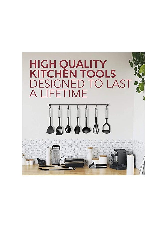 erorex Silicone Cooking Utensil Set, 24pcs Non-stick Heat Resistant Silicone Cooking Kitchen Utensils Set, Bpa Free, Non Toxic Kitchen Tools Home Essentials with Stainless Steel Handle (Black) - Image 3