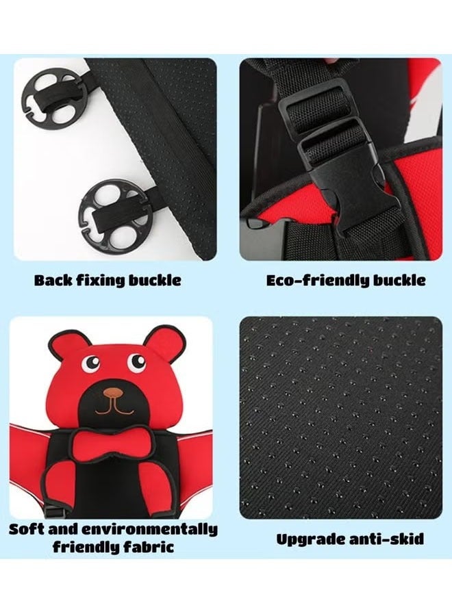 Kids Portable Car Seat Cushion for Travel,Travel Harness with Adjustable Straps,Foldable Golf Cart Baby Seat,Ride Safer Travel Vest (Pink)  - Image 5