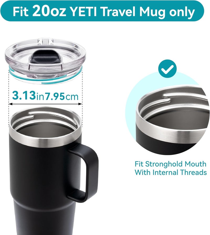 Soledea 20 oz Stronghold Replacement Screw Top Lid for YETI Rambler Travel Mug - Threaded, Spill-Proof, Straw-Friendly (Fits 20 oz YETI Rambler Travel Mugs Only) - Image 3