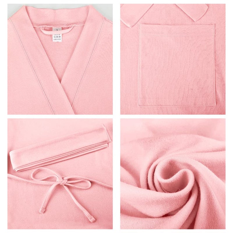 U2SKIIN Womens Robes, 100% Cotton Lightweight Robes 3/4 Sleeves Kimono Knit Soft Loungewear Short Bathrobe(Pink,M) - Image 5