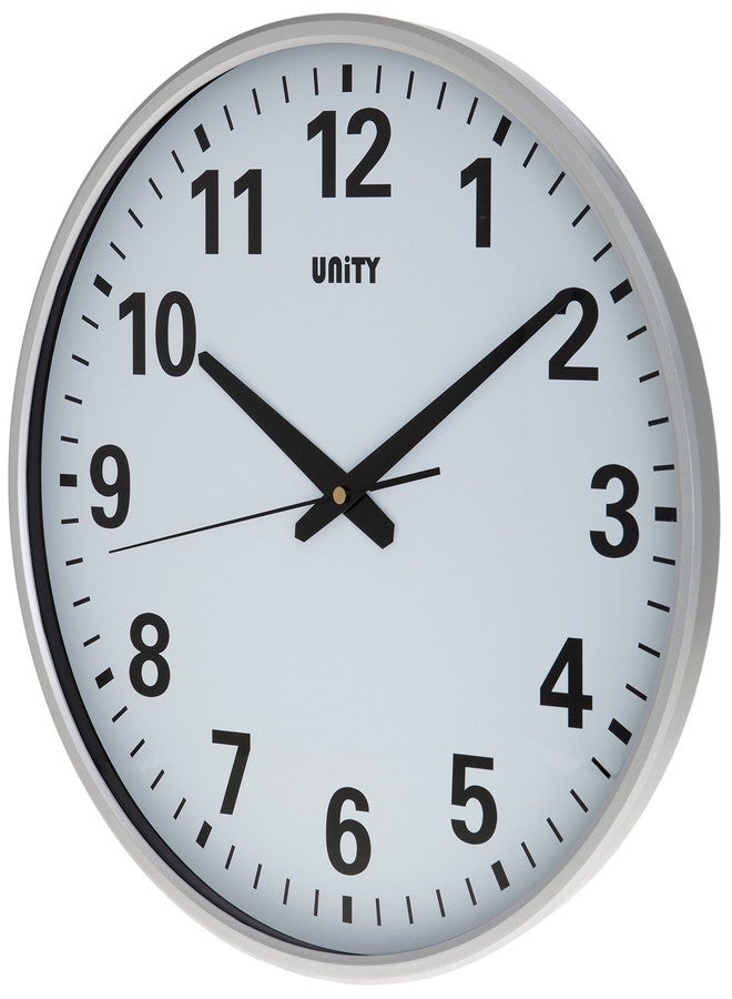 Unity Extra Large Wall Clock, Tejo 15-inch Clear Dial Ultra Quiet Sweeping Hands, Silver