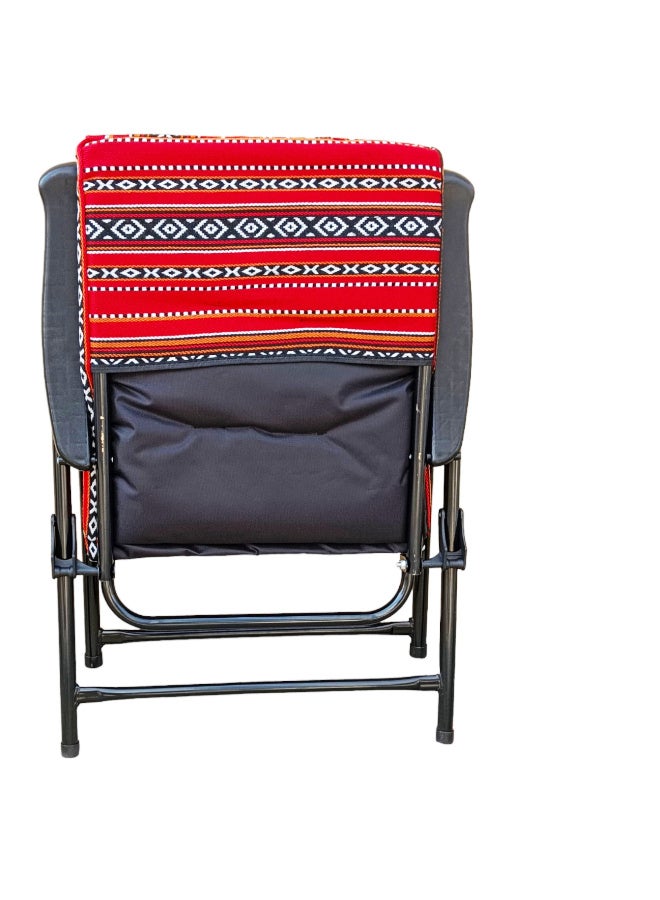 GO2CAMPS 2 Pcs - Folding Camping Chair with Cusion Premium Quality | Sadu Chair | Beach Chair | Garden Chair | Fishing Chair | Travel Chair | Picnic Chair-Premium Arabic Traditional Sadu Camping Chair – Durable Padded Cotton Cushion Seat with Cozy Armrests – Foldable Majlis Style for Desert Travel, Outdoor Picnics, BBQs & Cultural Gatherings (Compo Pack) - Image 3