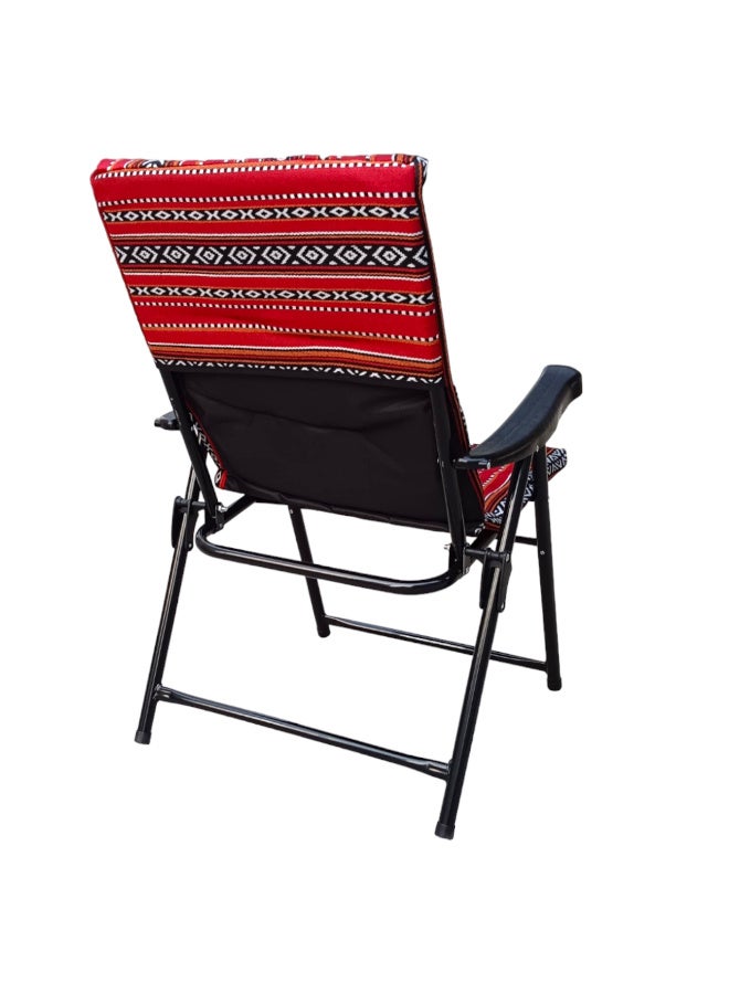 GO2CAMPS 2 Pcs - Folding Camping Chair with Cusion Premium Quality | Sadu Chair | Beach Chair | Garden Chair | Fishing Chair | Travel Chair | Picnic Chair-Premium Arabic Traditional Sadu Camping Chair – Durable Padded Cotton Cushion Seat with Cozy Armrests – Foldable Majlis Style for Desert Travel, Outdoor Picnics, BBQs & Cultural Gatherings (Compo Pack) - Image 4