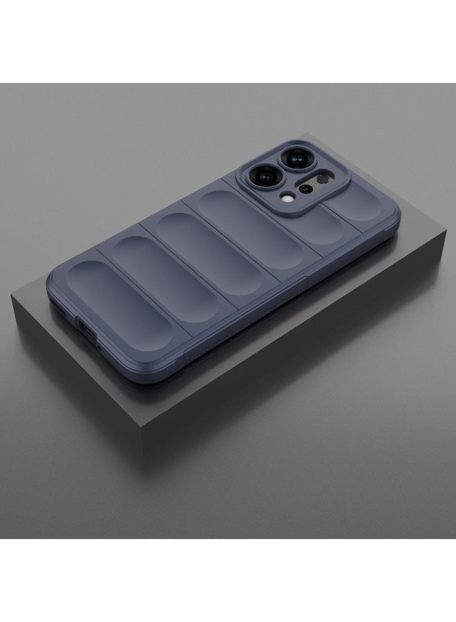 جراب موبايل ماجيك شيلد  سيليكون مضاد للصدمات وحمايه للكاميرا متوافق  Oppo Reno 14 (ازرق غامق) - Image 3