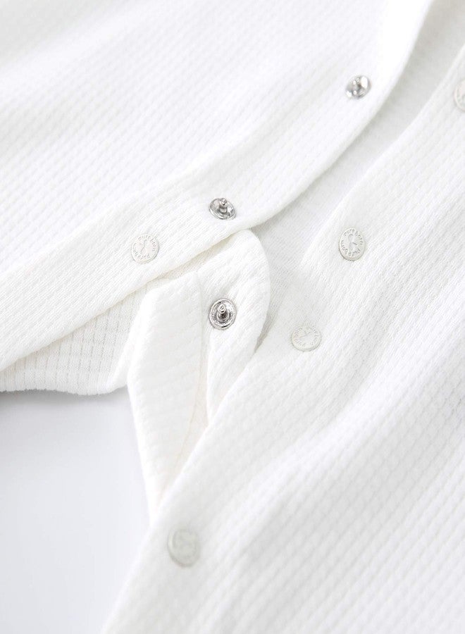 PureBorn بدلة ربيعية وخريفية للأطفال من بيوربورن للجنسين - بدلة بيضاء سادة بأكمام طويلة للمعمودية 9-12 شهرًا - Image 4