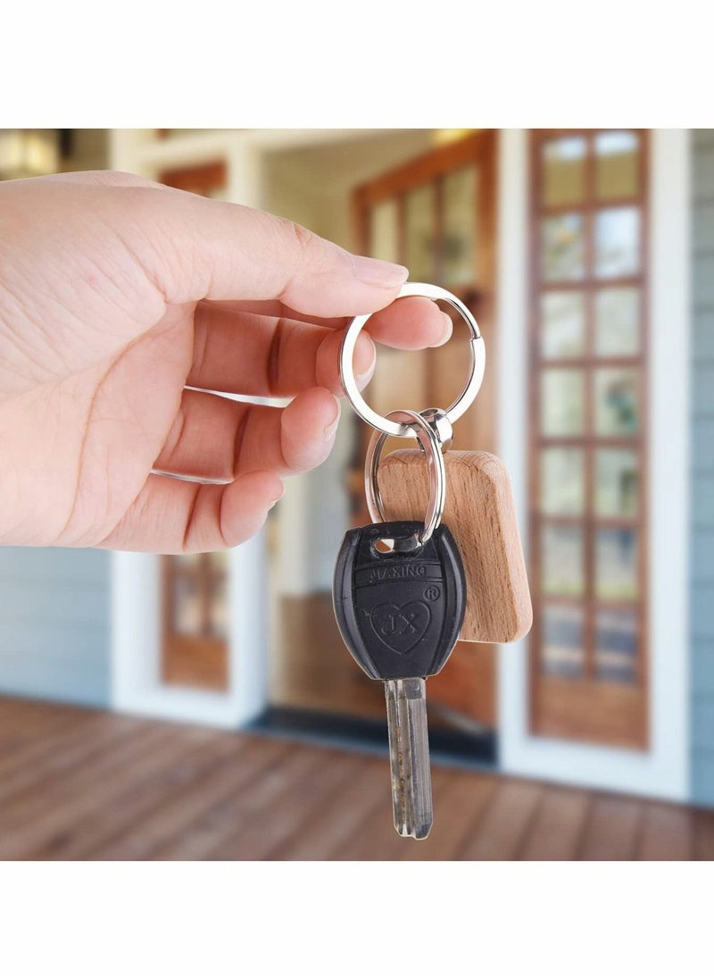 20 Pcs Key Chain, Wooden Keychain Blanks Wood Engraving Blanks Personalized Key Tags with Ring Unfinished Wood Keychain for DIY Craft Accessories - Image 3