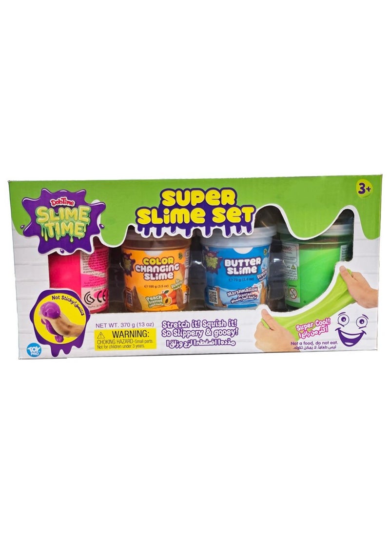 DohTime SlimeTime Super Slime Set Version 2, 4 cans - 370grams each, Assorted 1 Pack (Color May Vary) | Creative Fun Ideas | Develops Sensory Skills | Entertaining Toy | Stress Relief Toys for Kids - Image 1