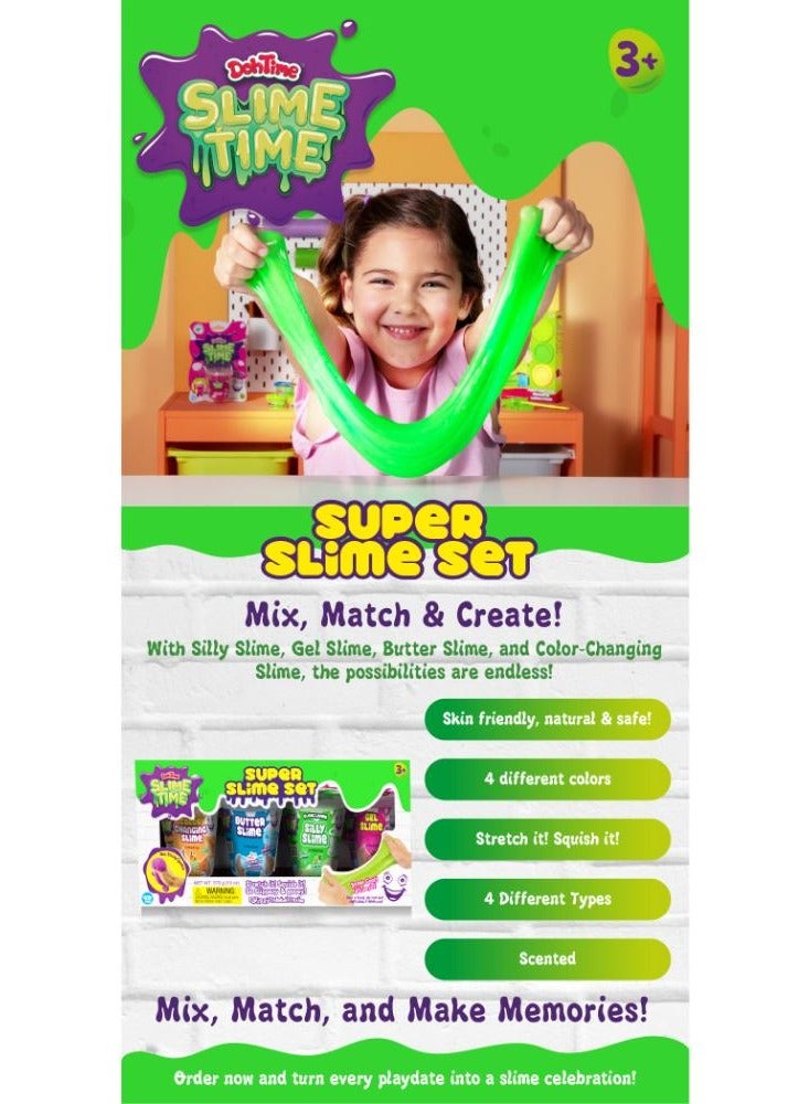 DohTime SlimeTime Super Slime Set Version 2, 4 cans - 370grams each, Assorted 1 Pack (Color May Vary) | Creative Fun Ideas | Develops Sensory Skills | Entertaining Toy | Stress Relief Toys for Kids - Image 3
