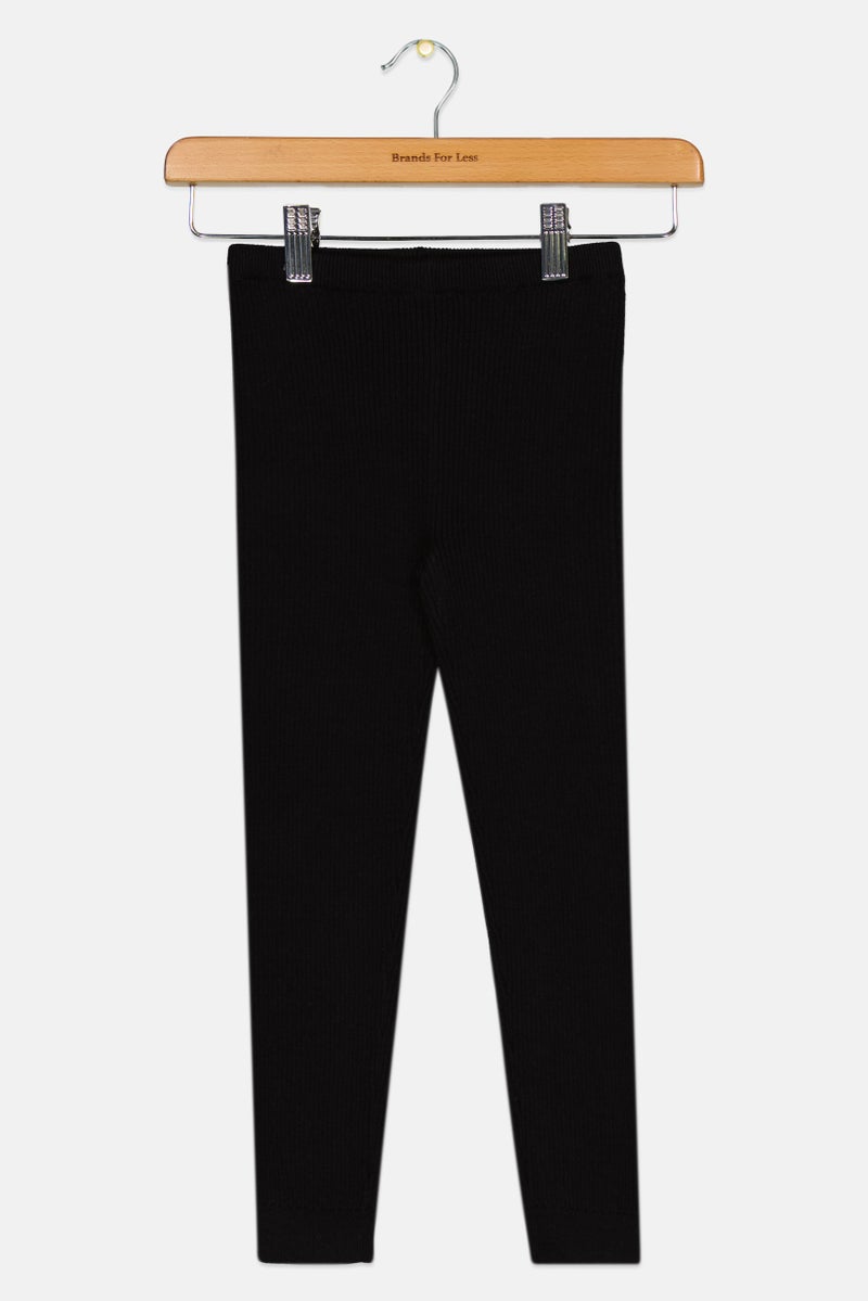 GAP Kids Girl Ribbed Pull On Leggings, Black - Image 1