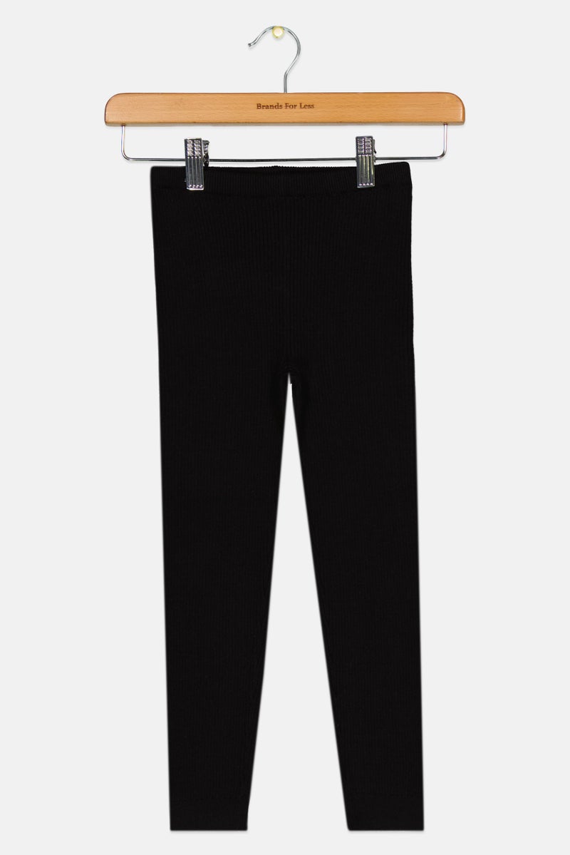 GAP Kids Girl Ribbed Pull On Leggings, Black - Image 2