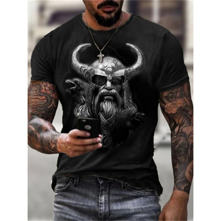 2021 T-Shirt Men'S Slim-Fit Viking Myth Printed Round Neck Casual Sports 3Dt T-Shirt - Image 5