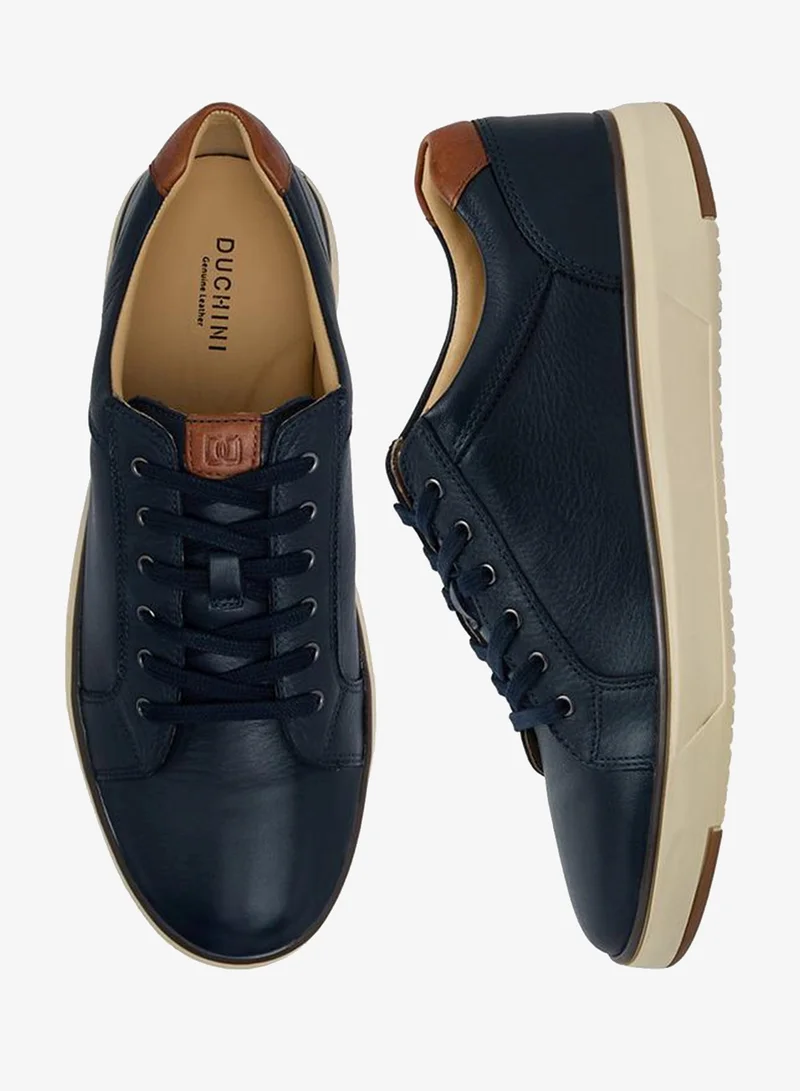 DUCHINI Men Leather Lace-Up Ankle Sneakers