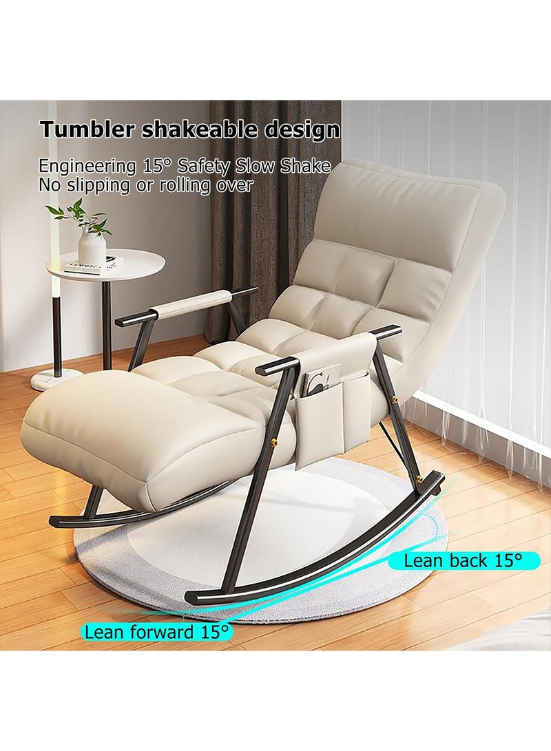 Taimi كرسي هزاز مريح قابل للتعديل، أريكة مريحة قابلة للإمالة مع مسند رأس ومسند قدم قابلين للتعديل وجيوب تخزين جانبية، كرسي استرخاء لغرفة المعيشة، غرفة النوم والمكتب - بيج - Image 2