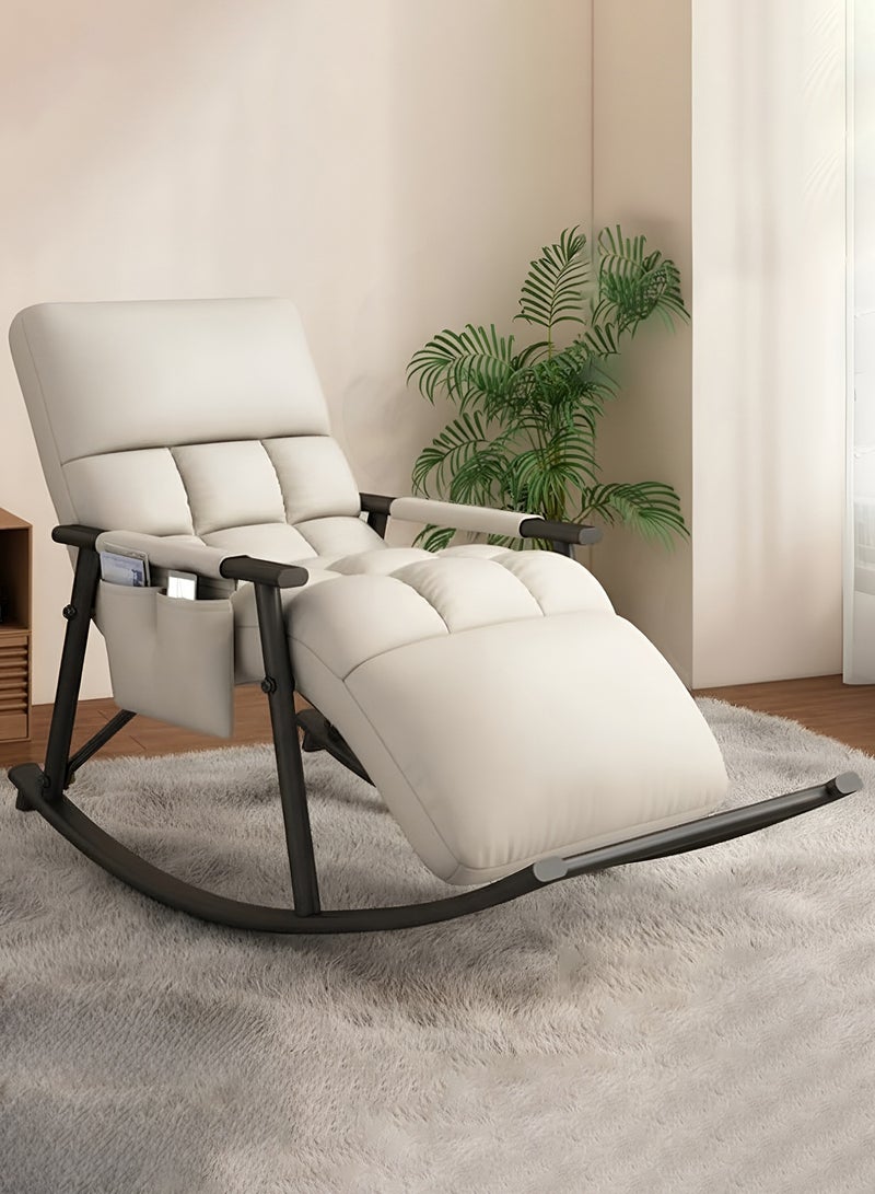 Taimi كرسي هزاز مريح قابل للتعديل، أريكة مريحة قابلة للإمالة مع مسند رأس ومسند قدم قابلين للتعديل وجيوب تخزين جانبية، كرسي استرخاء لغرفة المعيشة، غرفة النوم والمكتب - بيج - Image 1