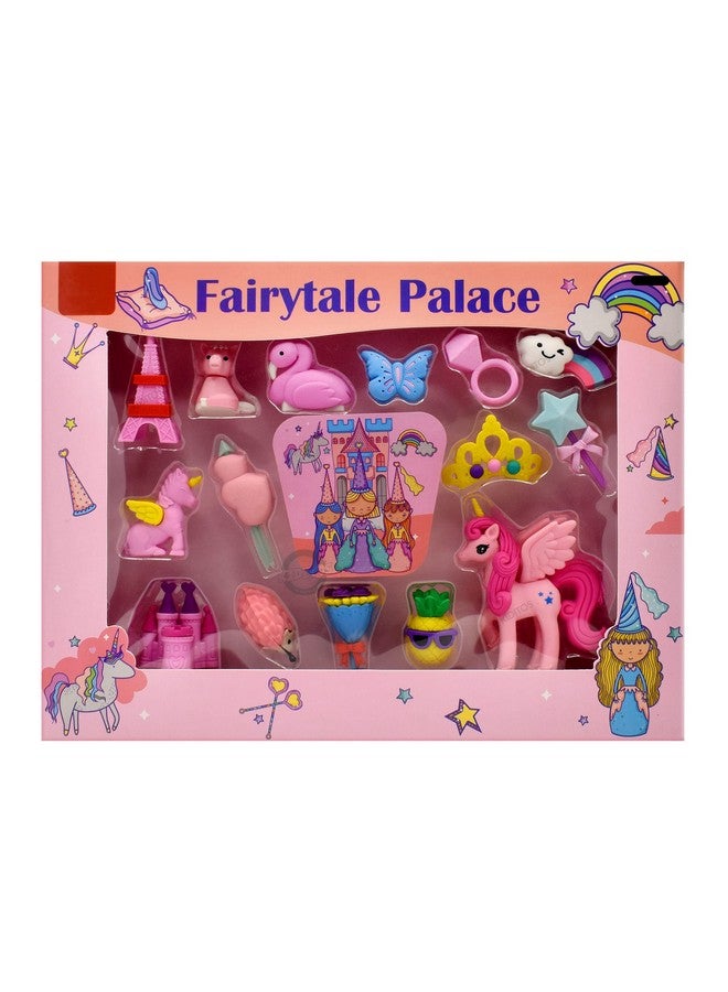 كيديتوس مجموعة ممحاة كيديتو من 15 قطعة، لعبة قصر القصص الخيالية للبنات، مجموعة ممحاة أنيقة للأطفال، مجموعة أدوات مكتبية مدرسية، هدية عيد ميلاد، متعددة الاستخدامات - Image 4