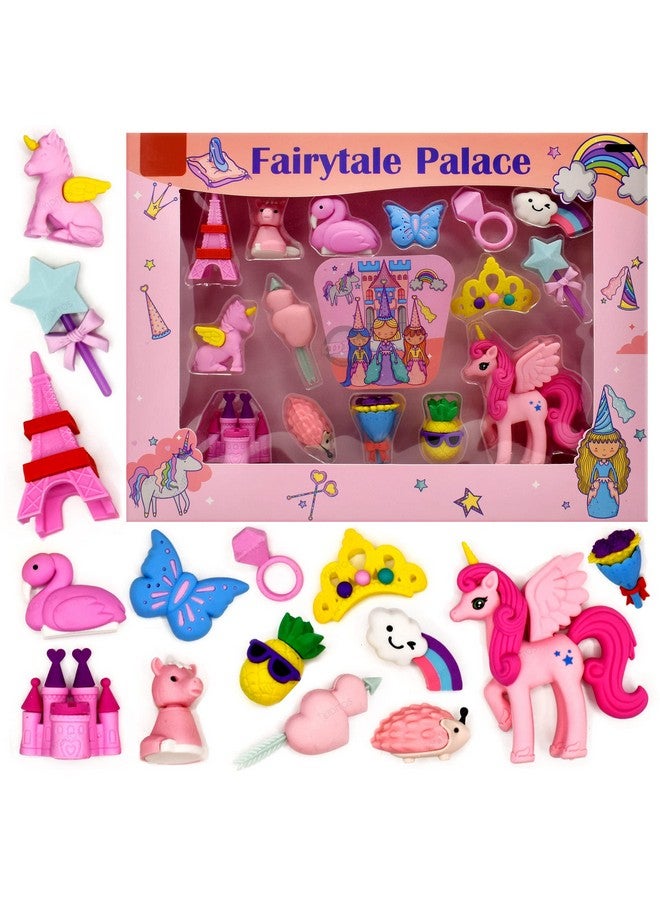 كيديتوس مجموعة ممحاة كيديتو من 15 قطعة، لعبة قصر القصص الخيالية للبنات، مجموعة ممحاة أنيقة للأطفال، مجموعة أدوات مكتبية مدرسية، هدية عيد ميلاد، متعددة الاستخدامات - Image 1