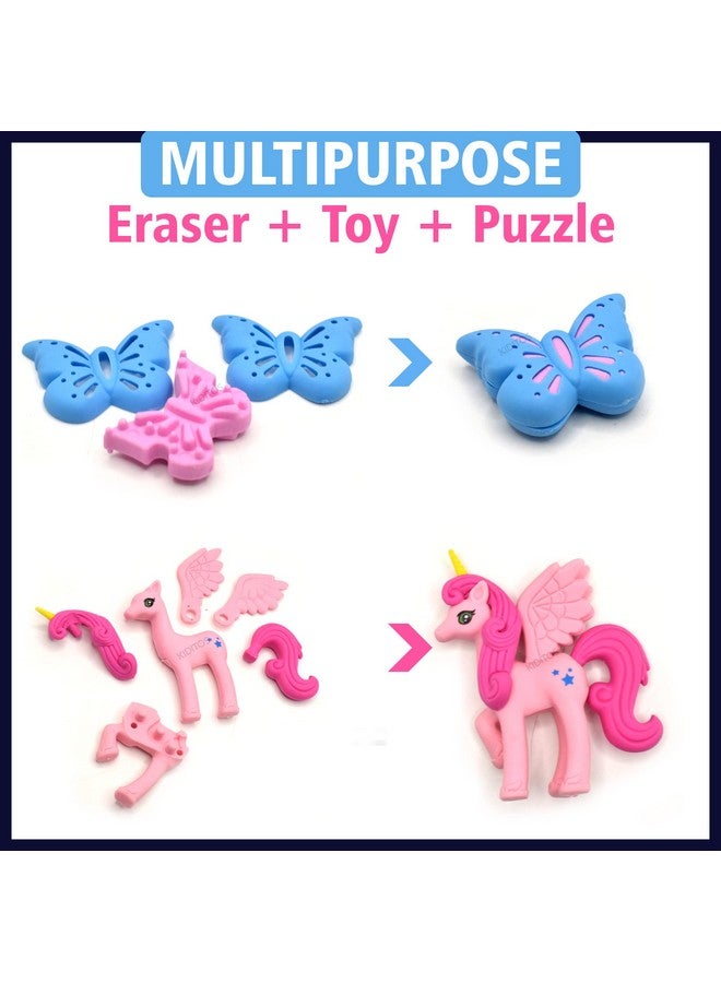 كيديتوس مجموعة ممحاة كيديتو من 15 قطعة، لعبة قصر القصص الخيالية للبنات، مجموعة ممحاة أنيقة للأطفال، مجموعة أدوات مكتبية مدرسية، هدية عيد ميلاد، متعددة الاستخدامات - Image 3