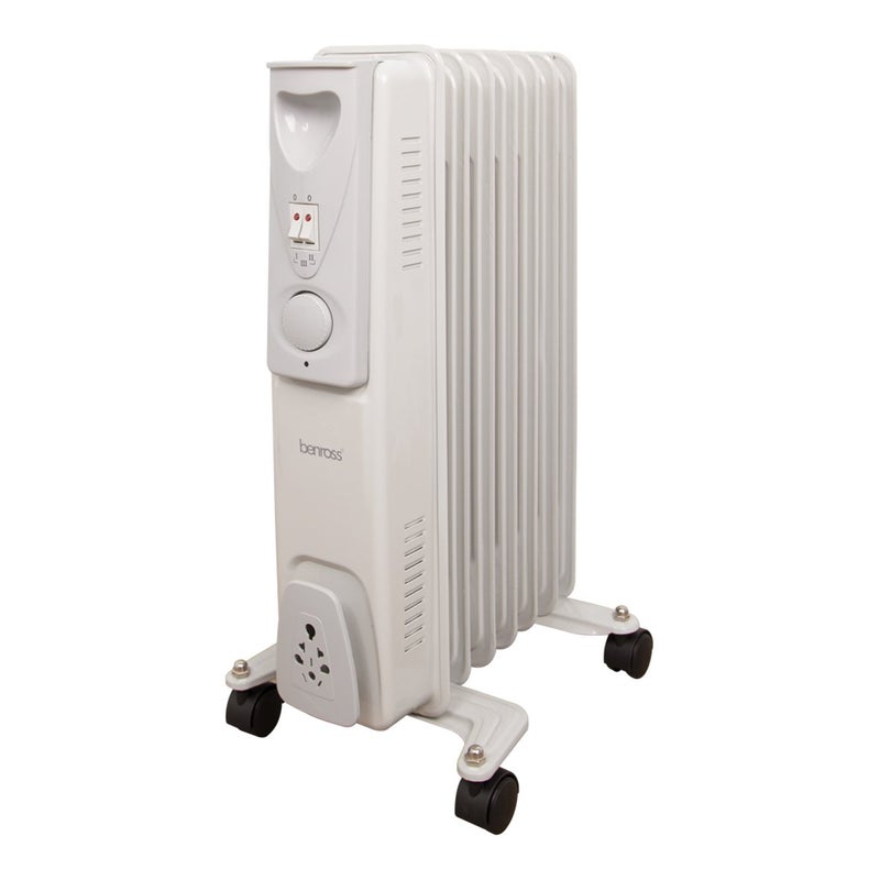 Benross Benross 42690 Portable 7 Fin Oil Filled Radiator/Adjustable Thermostat/Automatic Overheat Protection/Cool Touch Carry Handle / 1500W / White  - Image 1