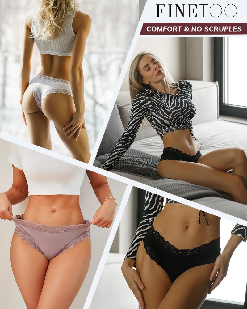 FINETOO Cotton Underwear for Women Sexy Panties Lace Hipster Low Rise Breathable thongs tanga lingerie swimsuits clothing dresses outfits bras Apparel Wear gym cute outdoors christian resort active - Image 2