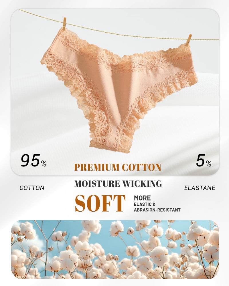 FINETOO Cotton Underwear for Women Sexy Panties Lace Hipster Low Rise Breathable thongs tanga lingerie swimsuits clothing dresses outfits bras Apparel Wear gym cute outdoors christian resort active - Image 5