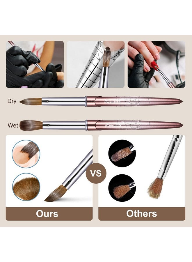 KEMEISI Acrylic Nail Brush Size 8Kemeisi 100% Pure Kolinsky Nail Art Brushes Sturdy Handle Oval Shaped Acrylic Powder Nail Design Tools For Professional Manicure Diy Home Salon (Brown Gradient)  - Image 4