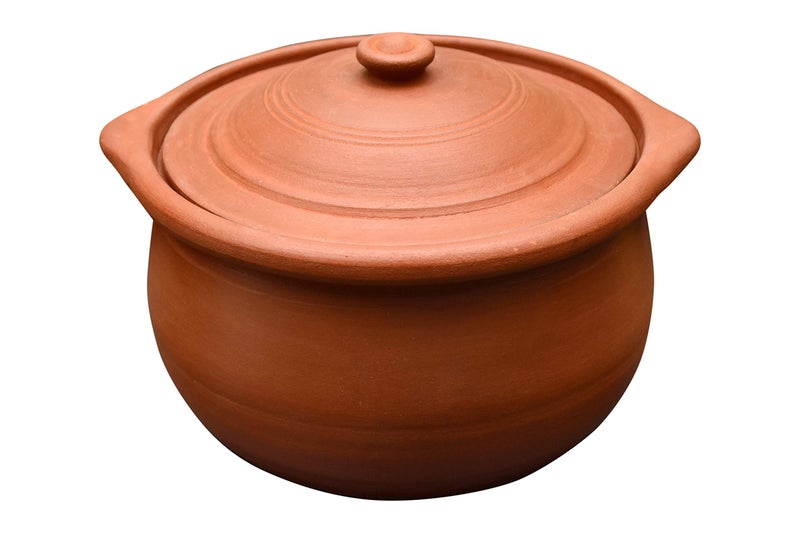EZAHK Handmade Clay Earthen Kadai Pot with Lid for Cooking & Serving - Brown (1.5 liter), Natural and Traditional Pure |Non-Stick | - Image 1