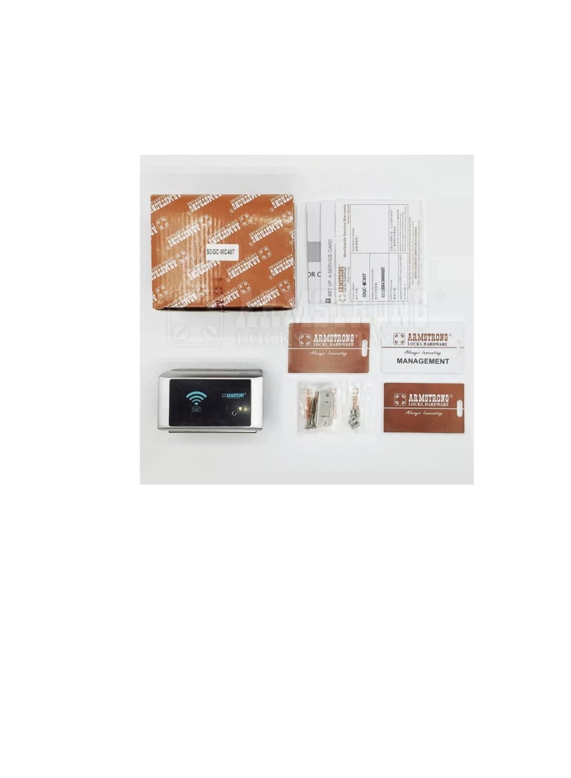 Armstrong "ARMSTRONG" SMART DIGITAL LOCK FOR GLASS CABINET SINGLE DOOR MATT CHROME OPERATES WITH CARD (RFID) - Image 3