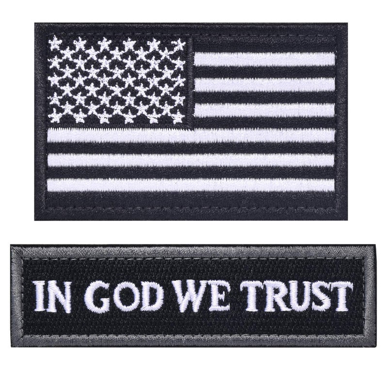 ELLEWIN Tactical Morale Patch USA Flag Don't Tread On Me in God We Trust (Black(USA Flag+in GOD WE Trust))